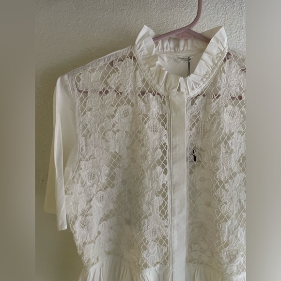 NWT Zara White Lace Button-Up Blouse - Picture 4 of 7